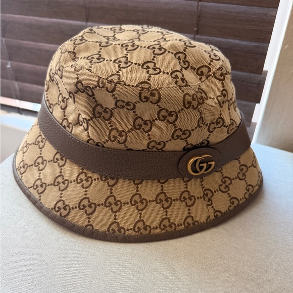 Gucci Tan and Brown GG Pattern Bucket Hat